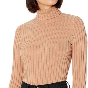THE DROP Amy Cotton Viscose Blend Turtleneck Ribbed Sweater